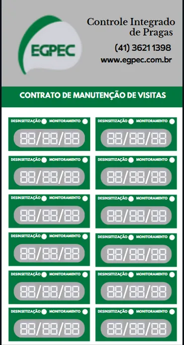 Cartão real de contrato de manutenção de visitas da EGPEC