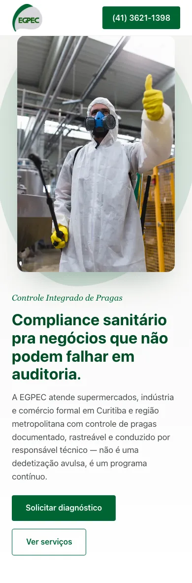 Home da EGPEC em celular