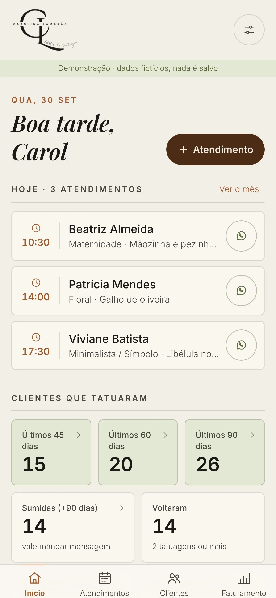 Tela Agenda de um sistema de gestão feito pela VEXX